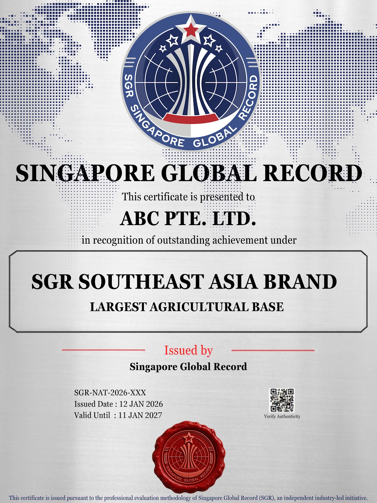 SGR Certificate Sample